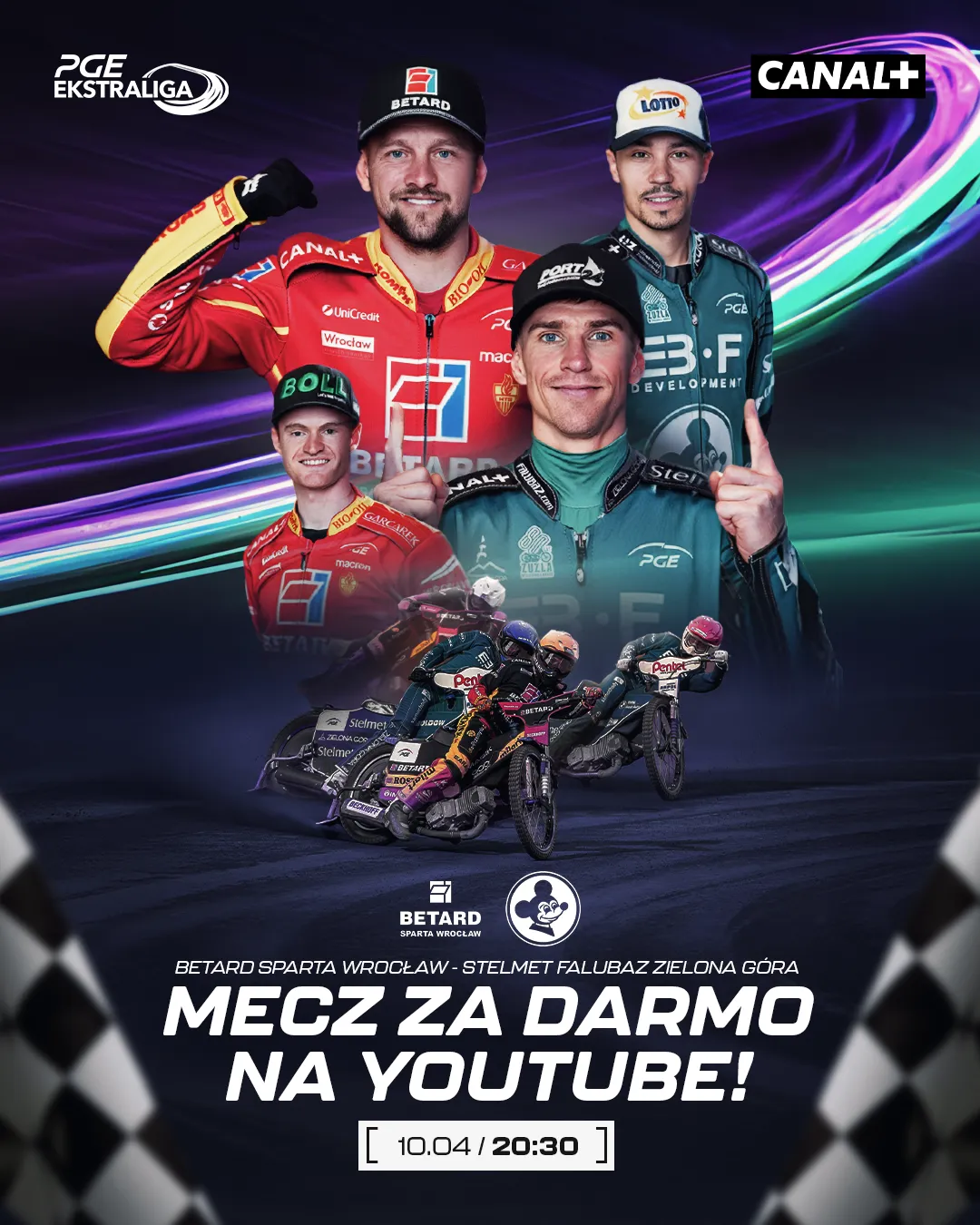 Darmowy mecz otwarcia sezonu 2026 PGE Ekstraligi na YouTube CANAL+ SPORT